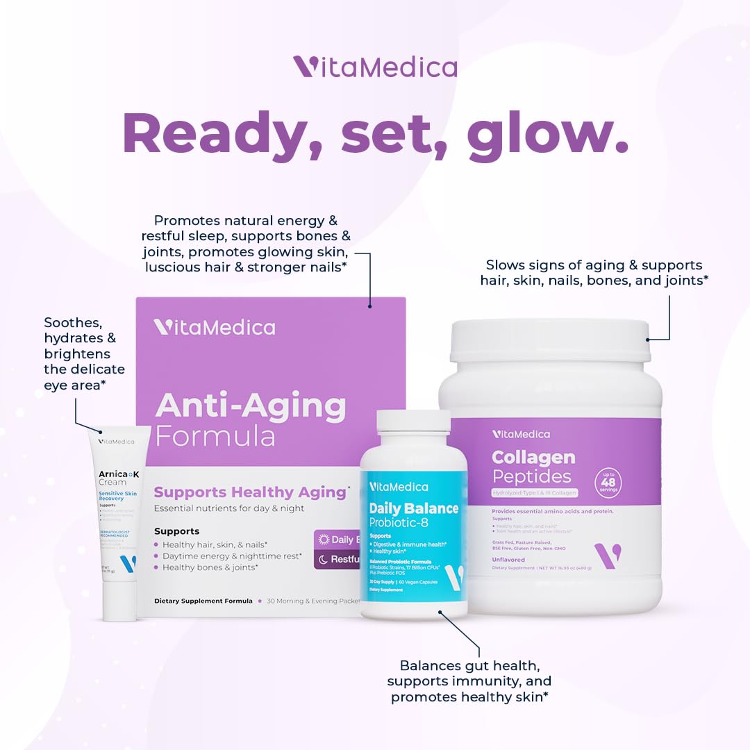 VitaMedica daily energy concept with packets for focused daytime use.