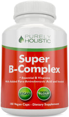 Vitamin B Complex bottle with 180 vegan capsules, B1–B12