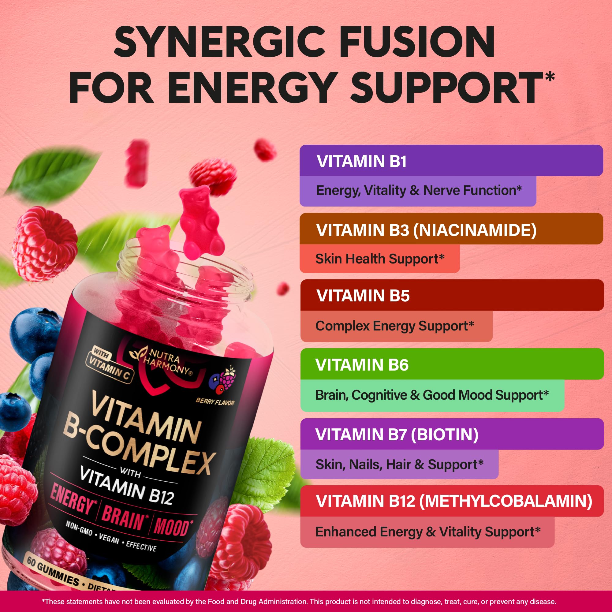 Gummy with vitamins B1–B12 and Vitamin C