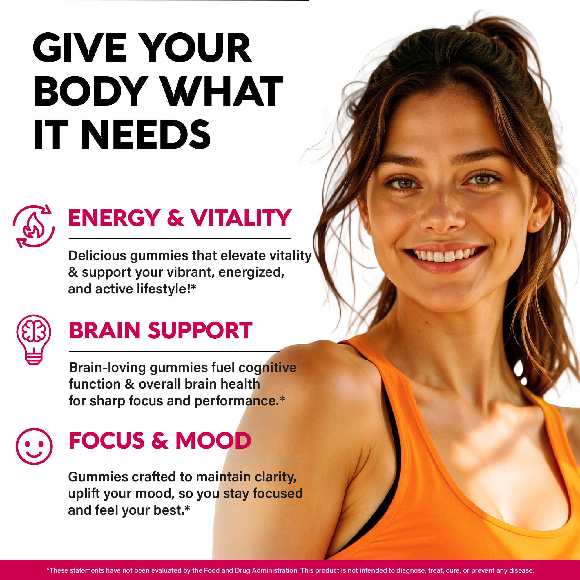 Colorful berry Vitamin B-Complex gummies highlighted for energy