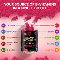 Vegan, non-GMO, gluten-free B-complex gummies packaging