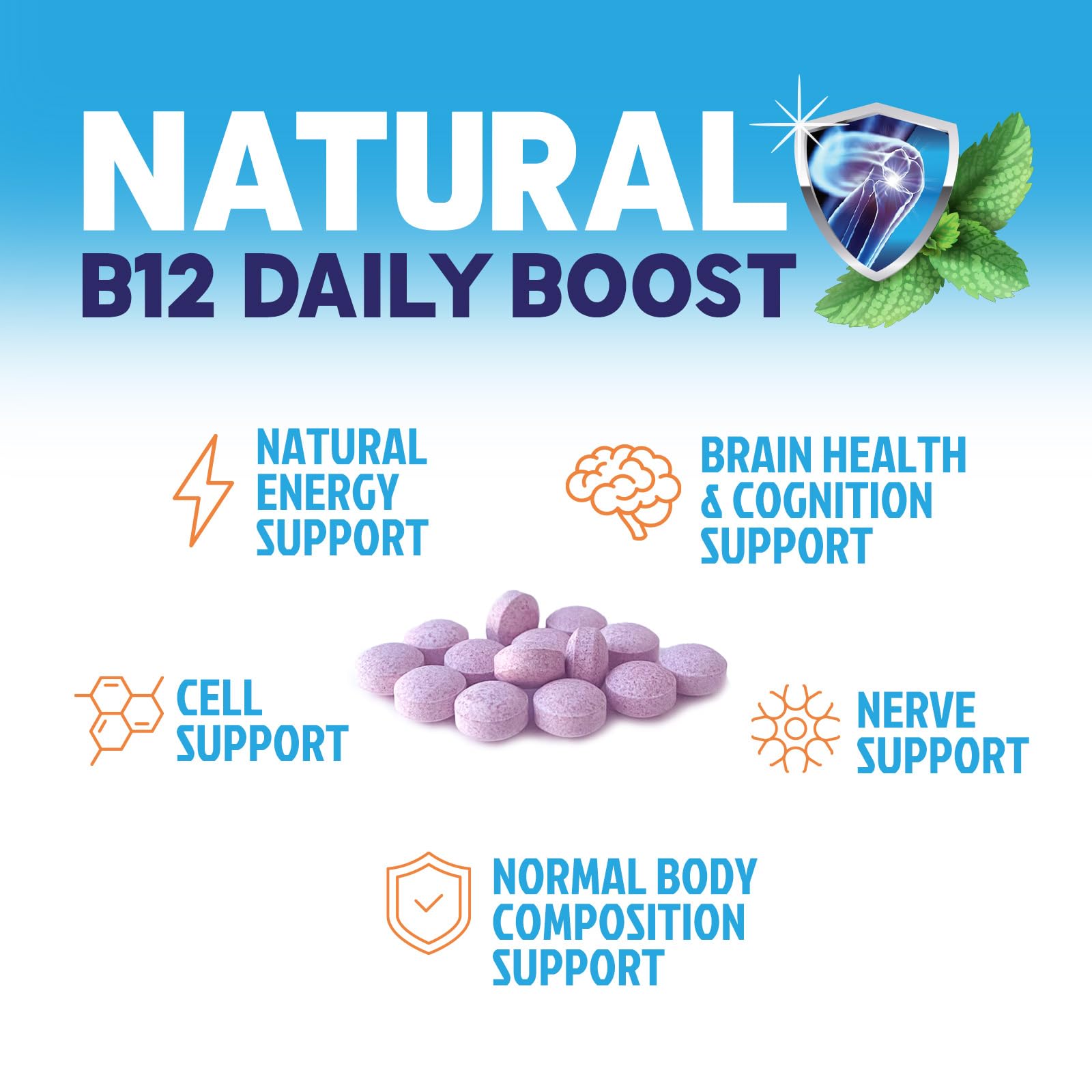 Vegan sugar-free Vitamin B12 supplement packaging