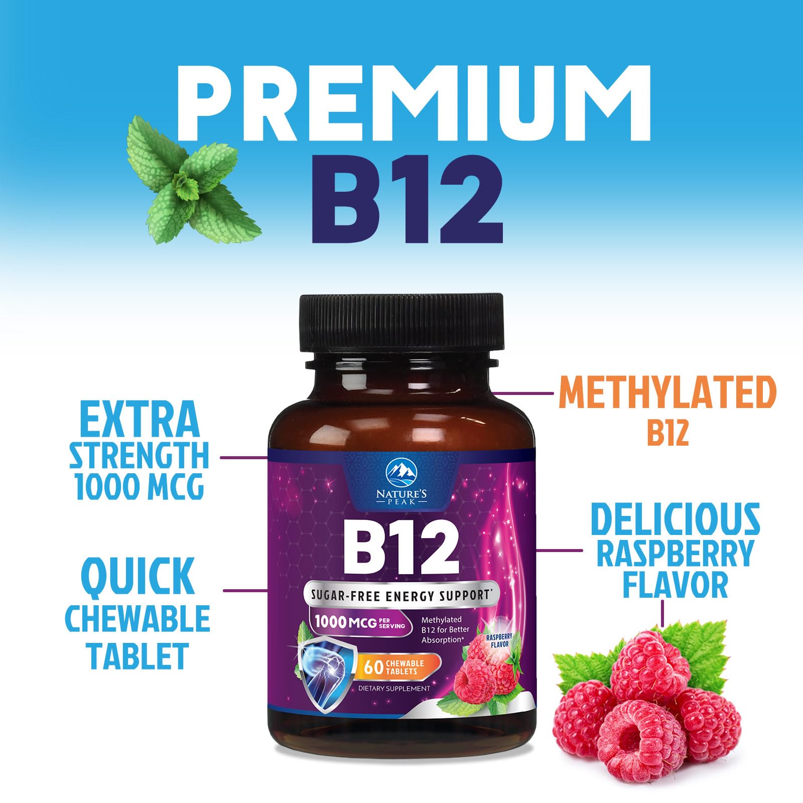 60-day supply of Vitamin B12 methylcobalamin tablets