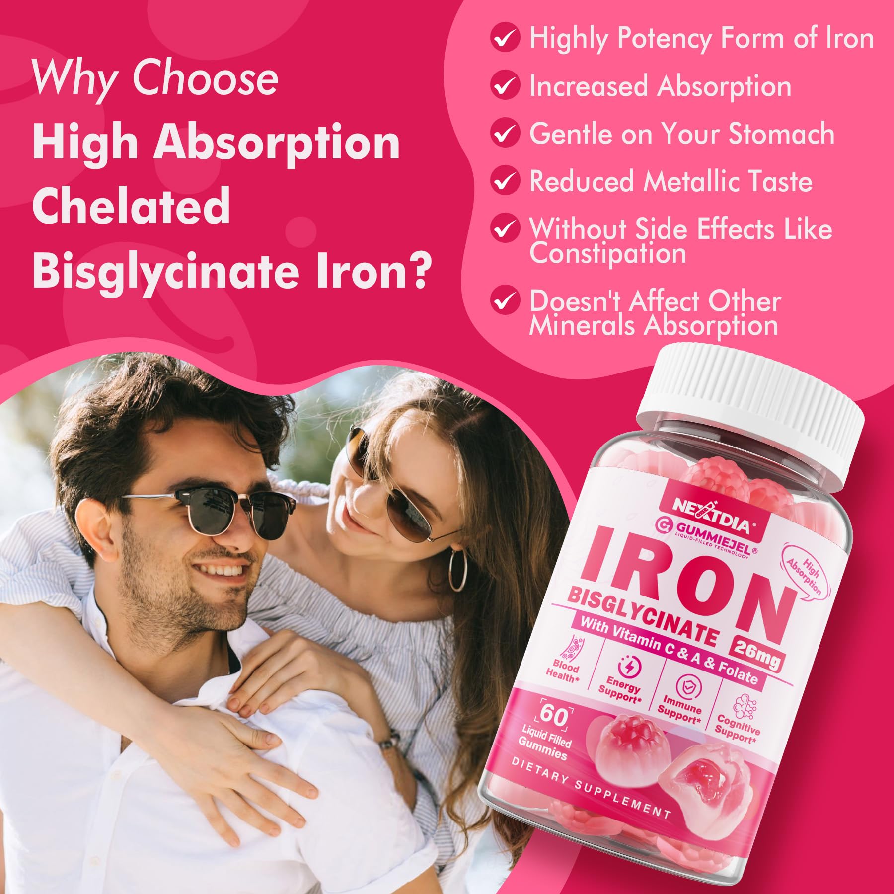 Co-factors: Vitamin B12, Folate, and Zinc with iron bisglycinate
