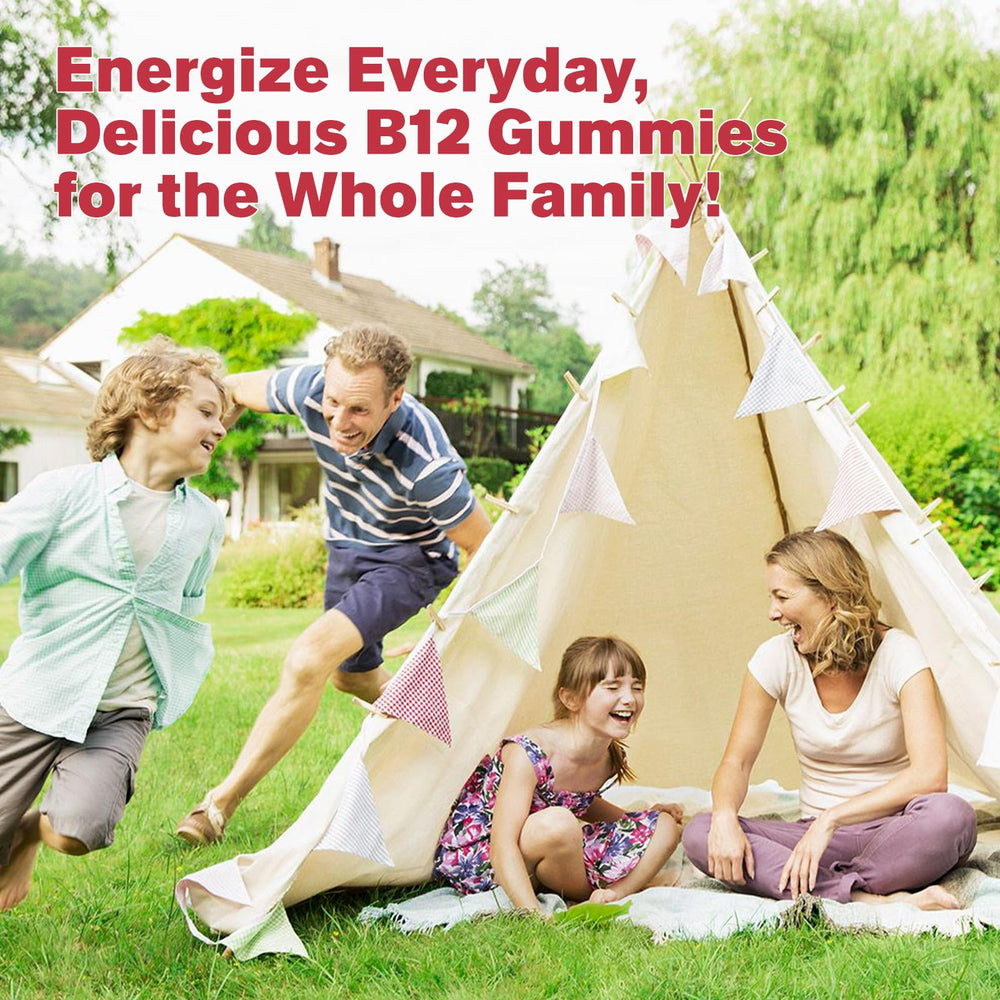 Active adults enjoying energy boost with Vitamin B12 gummies