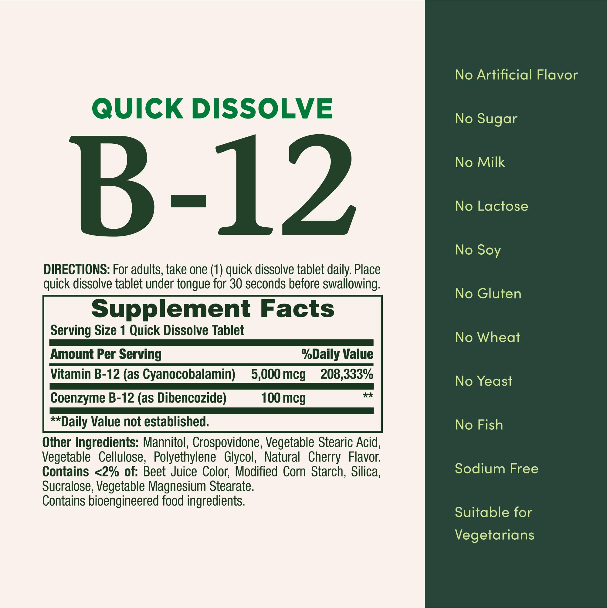 Bottle and packaging of Nature's Bounty Vitamin B12 quick-dissolve