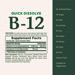 Bottle and packaging of Nature's Bounty Vitamin B12 quick-dissolve