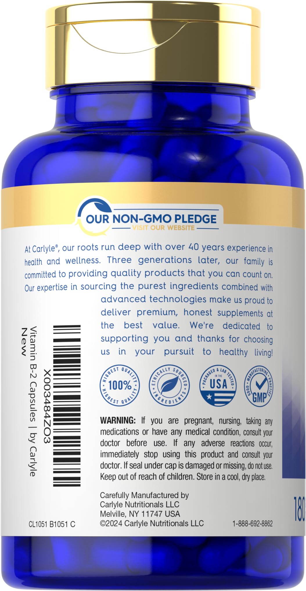 Tablets of Vitamin B-2 400mg in bottle