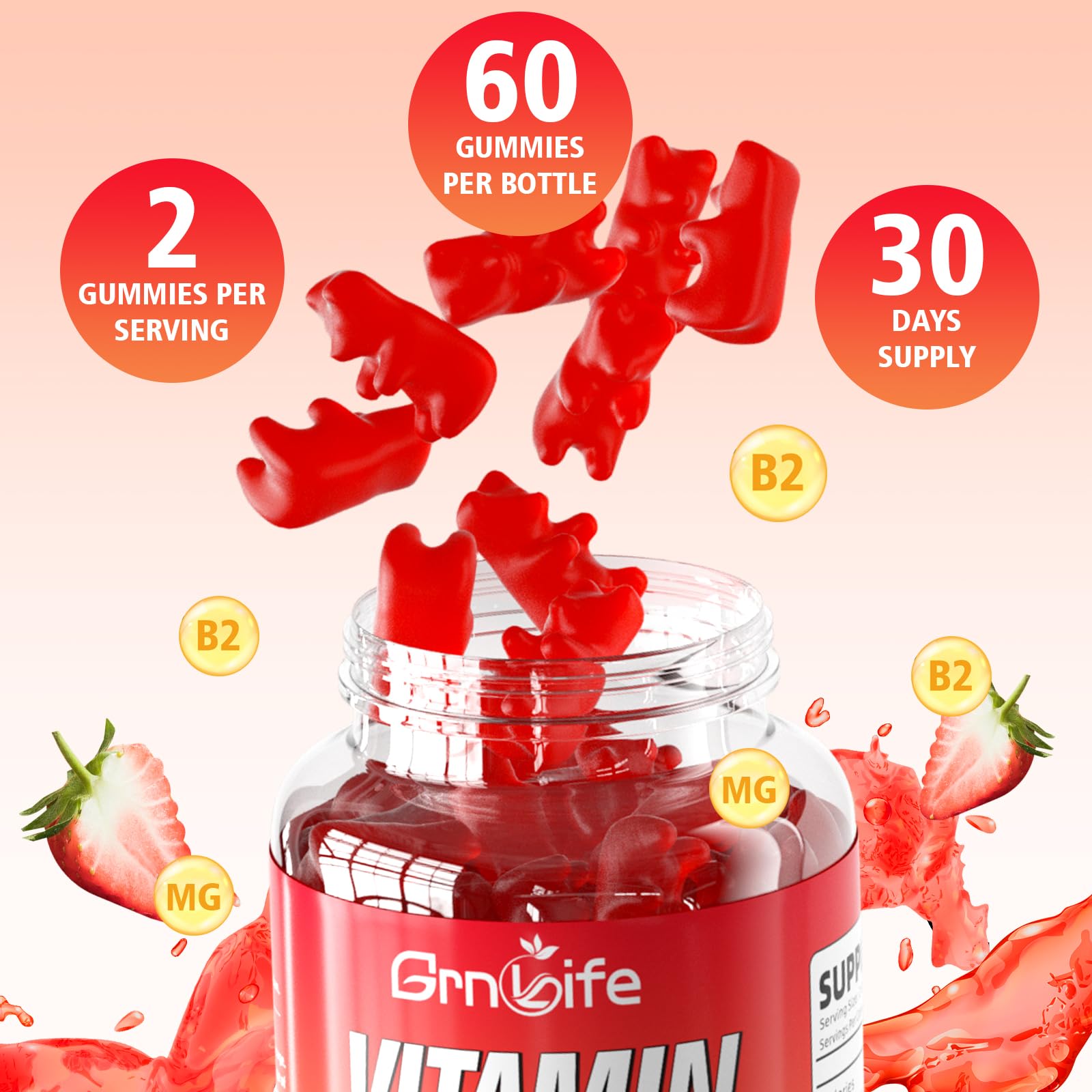 Detailed nutrition label of Vitamin B2 Gummies