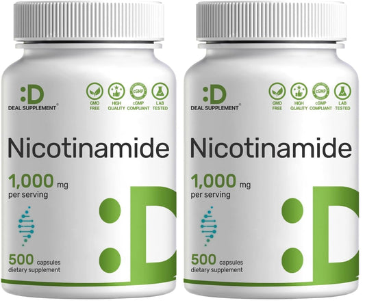 Bottle label for Vitamin B3 Nicotinamide 1000mg capsules