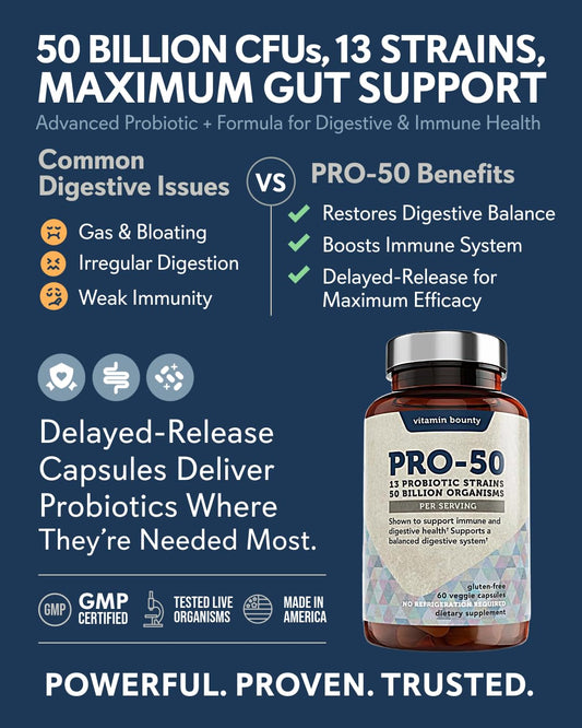 Close-up of label showing 13 probiotic strains