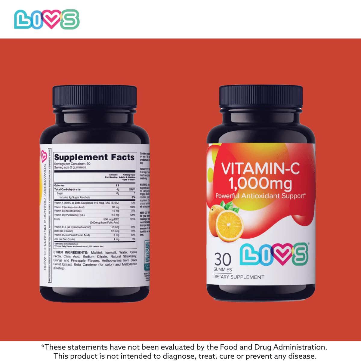 Vegan, non-GMO, gluten-free, gelatin-free vitamin C gummies