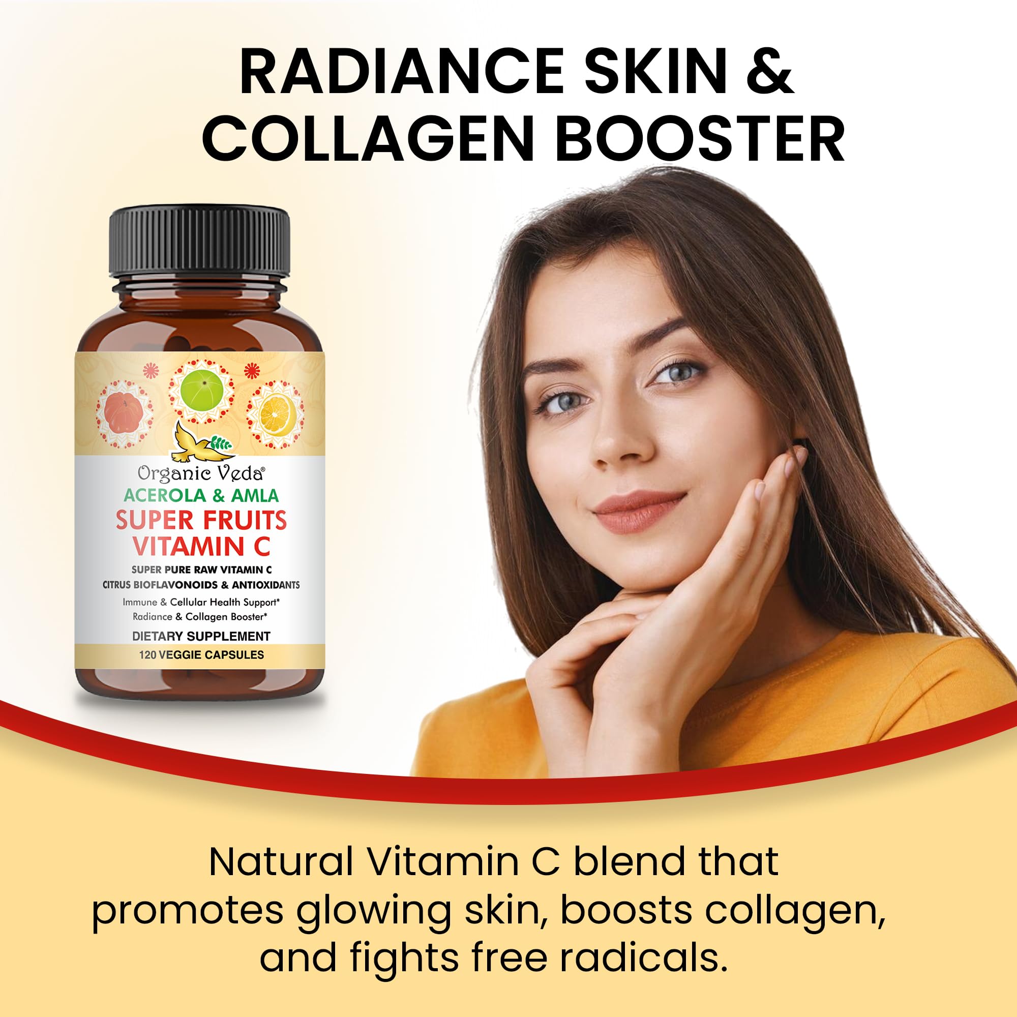 Vitamin C with citrus bioflavonoids supporting collagen and skin health