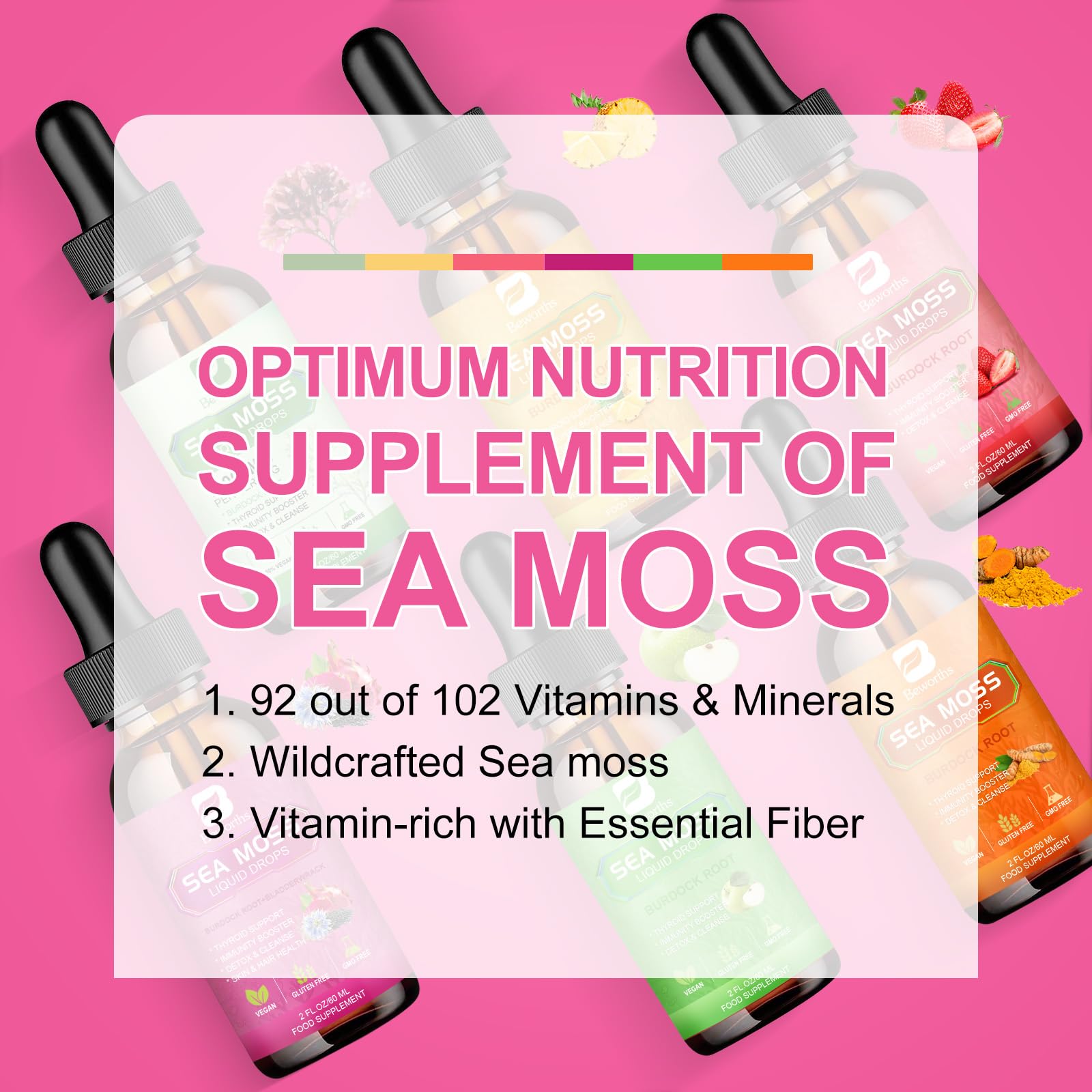 Vitamin C and D3 ingredients for Sea Moss Drops