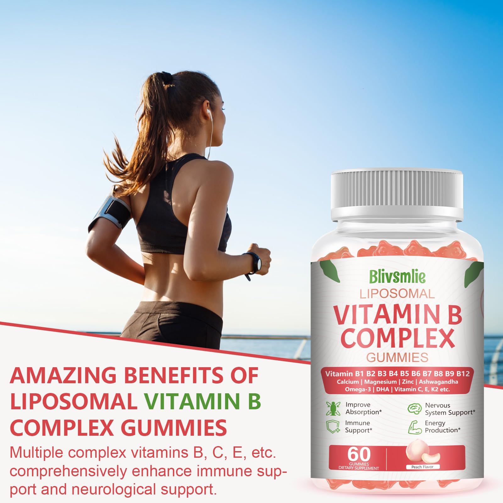 Label highlighting Vitamin C, D3, K2 and minerals calcium, magnesium, zinc