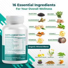 16 potent ingredients including Vitamin C and D3 with Sea Moss