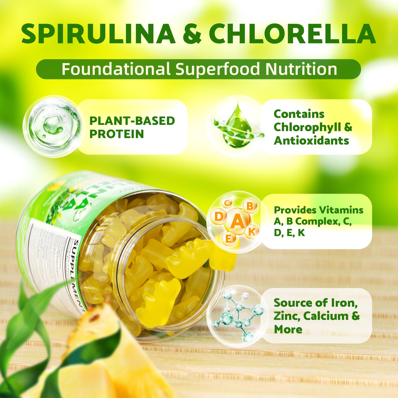 Chewy pineapple gummies highlighting texture