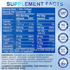 Vitamin C and Vitamin E with zinc and copper supplement label