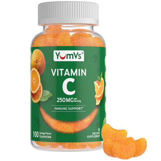 YumVs Vitamin C Gummies for Adults bottle with orange flavor