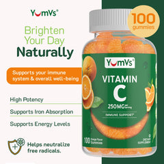 Two YumVs Vitamin C gummies on a white background