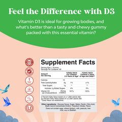 Close-up of kids Vitamin D3 gummies with berry flavor