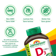 Close up of Vitamin D3 1000 IU tablets