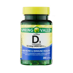 Vitamin D3 400 IU softgels bottle – 200 count