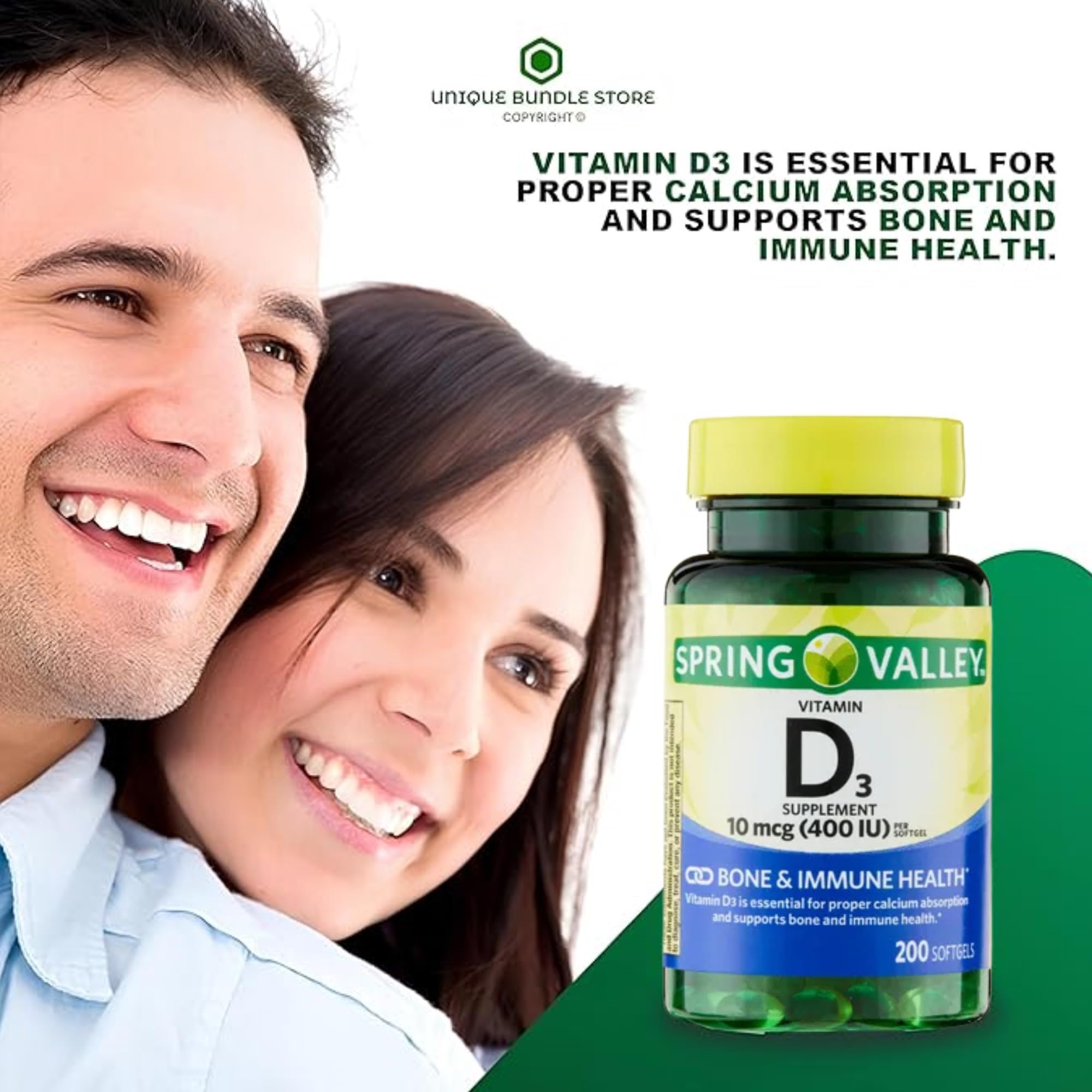 Close-up of Vitamin D3 400 IU softgels