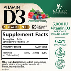 Close-up of Vitamin D3 5000 IU chewable tablet