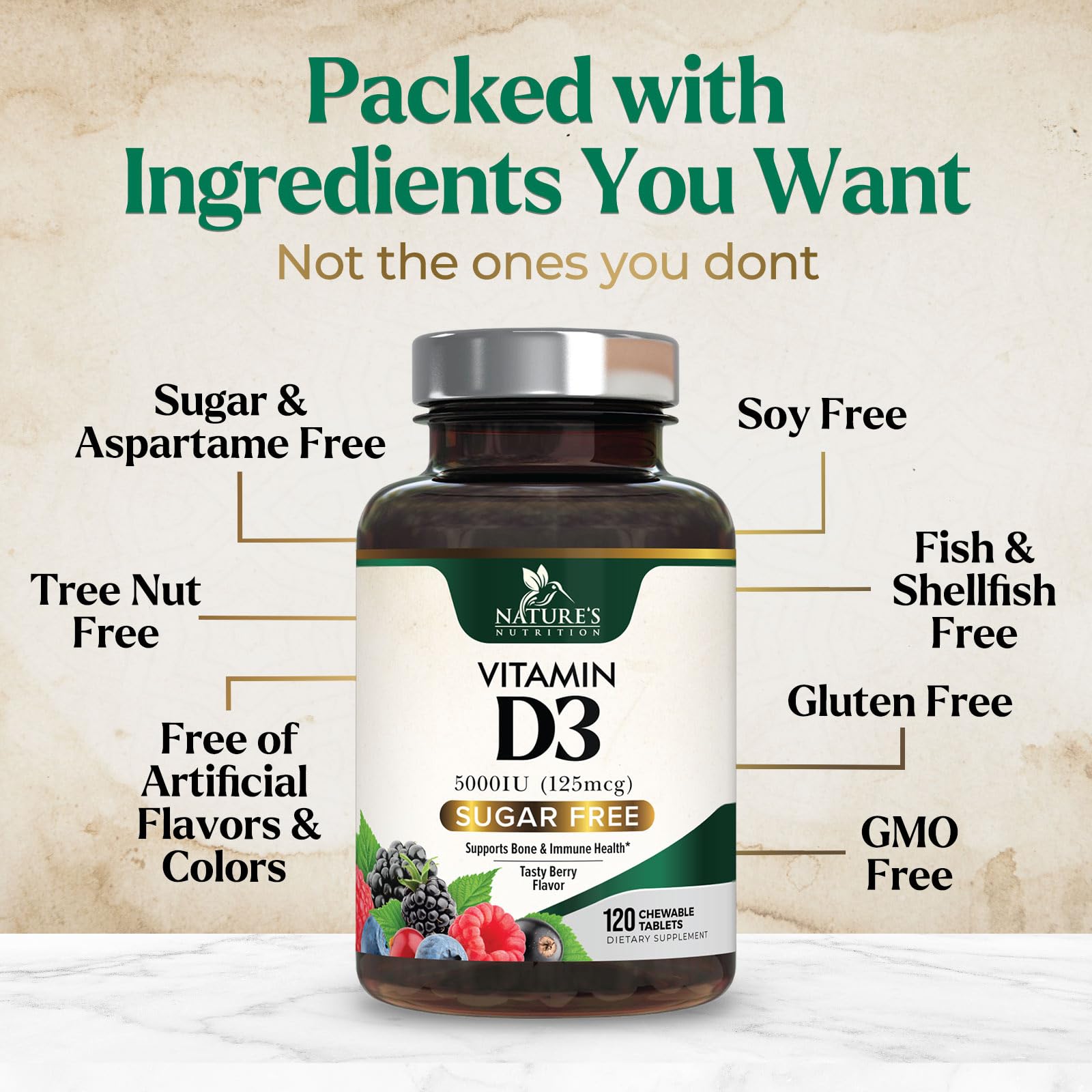 Non-GMO gluten-free Vitamin D3 chewables