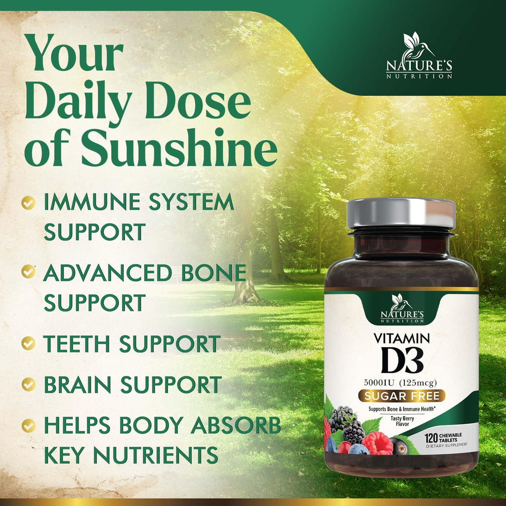 120-count bottle of Vitamin D3 5000 IU chewables