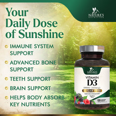 120-count bottle of Vitamin D3 5000 IU chewables