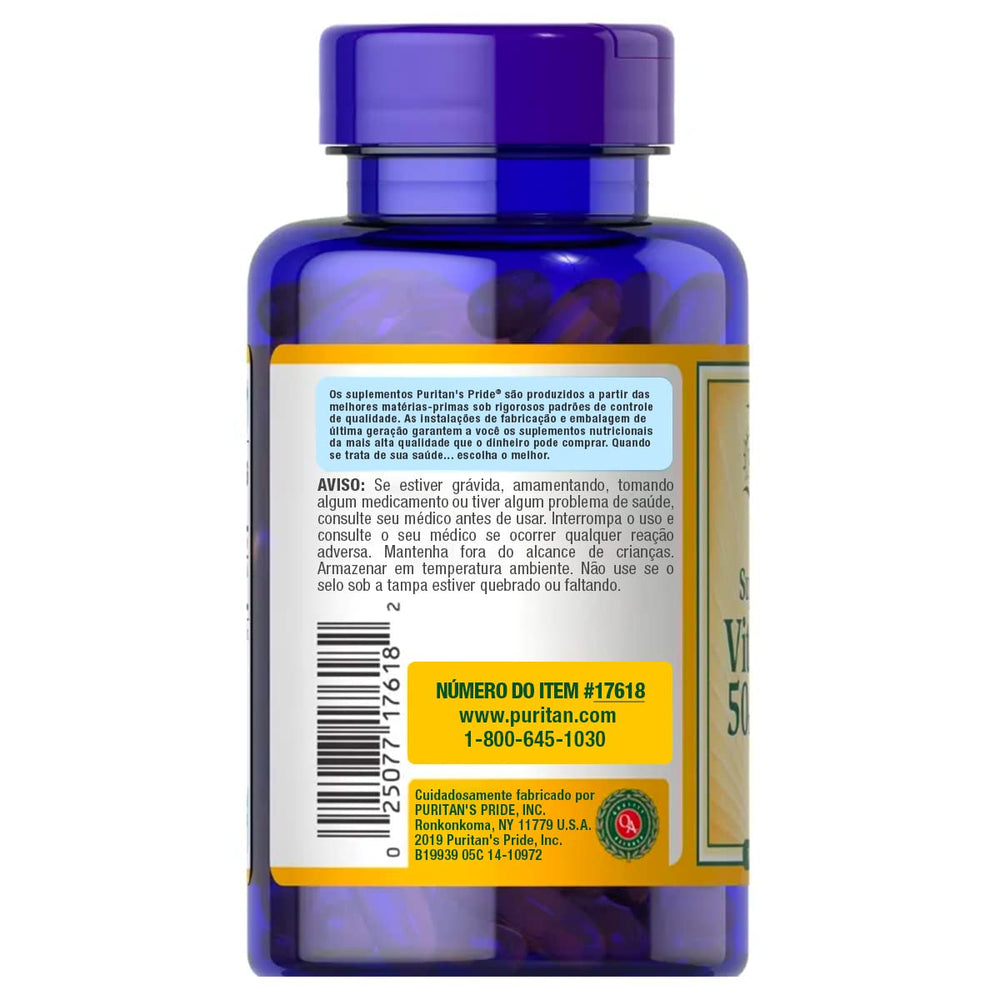 Puritan's Pride Vitamin D3 50mcg bottle front view