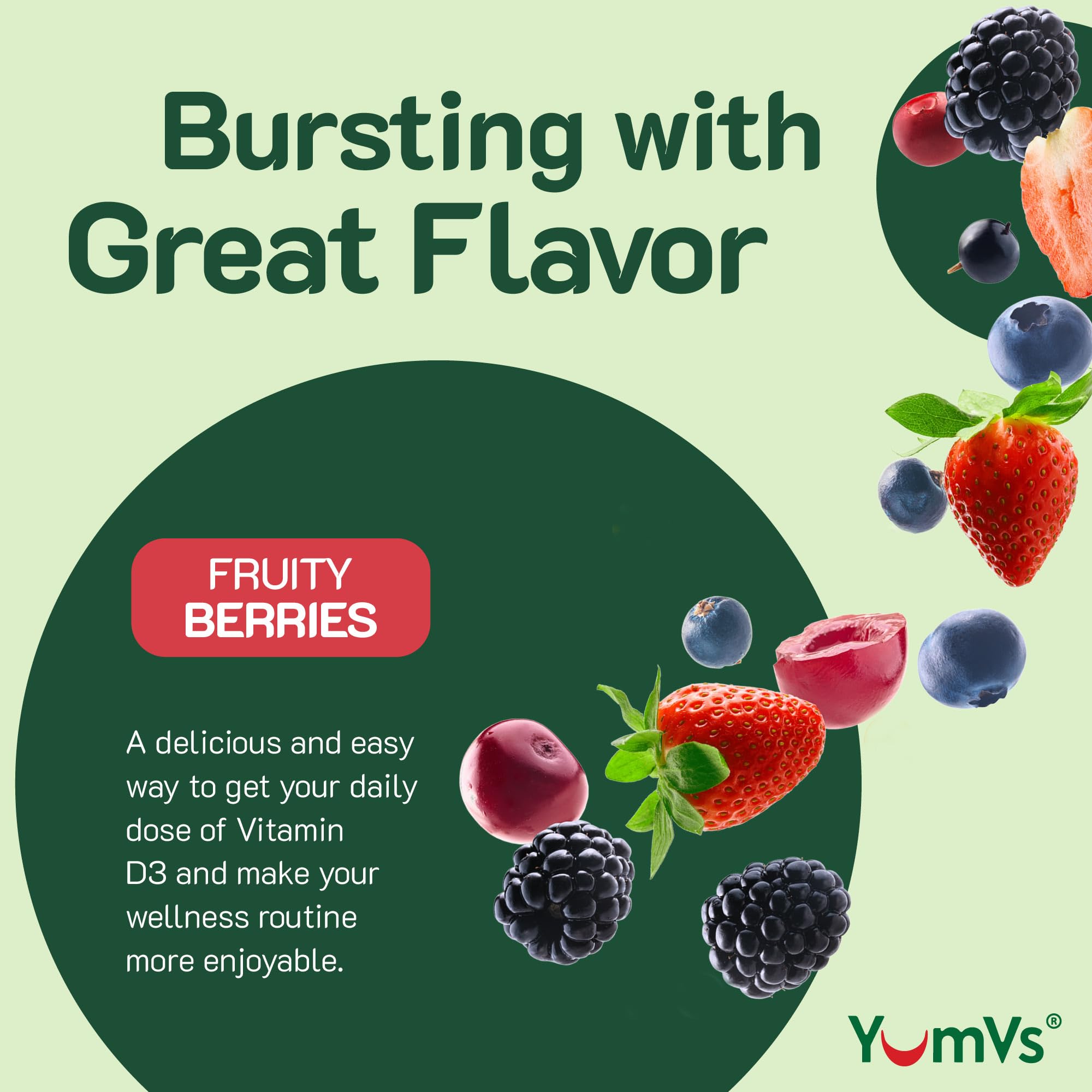 Berry-flavored Vitamin D3 gummy close-up