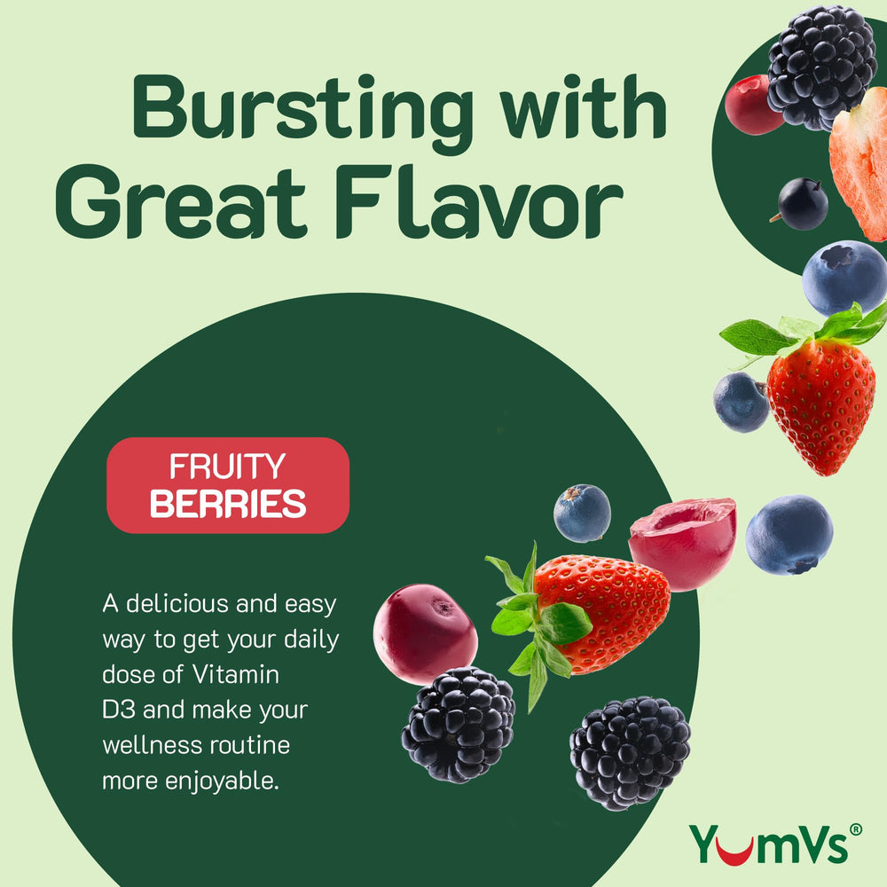 Berry-flavored Vitamin D3 gummy close-up