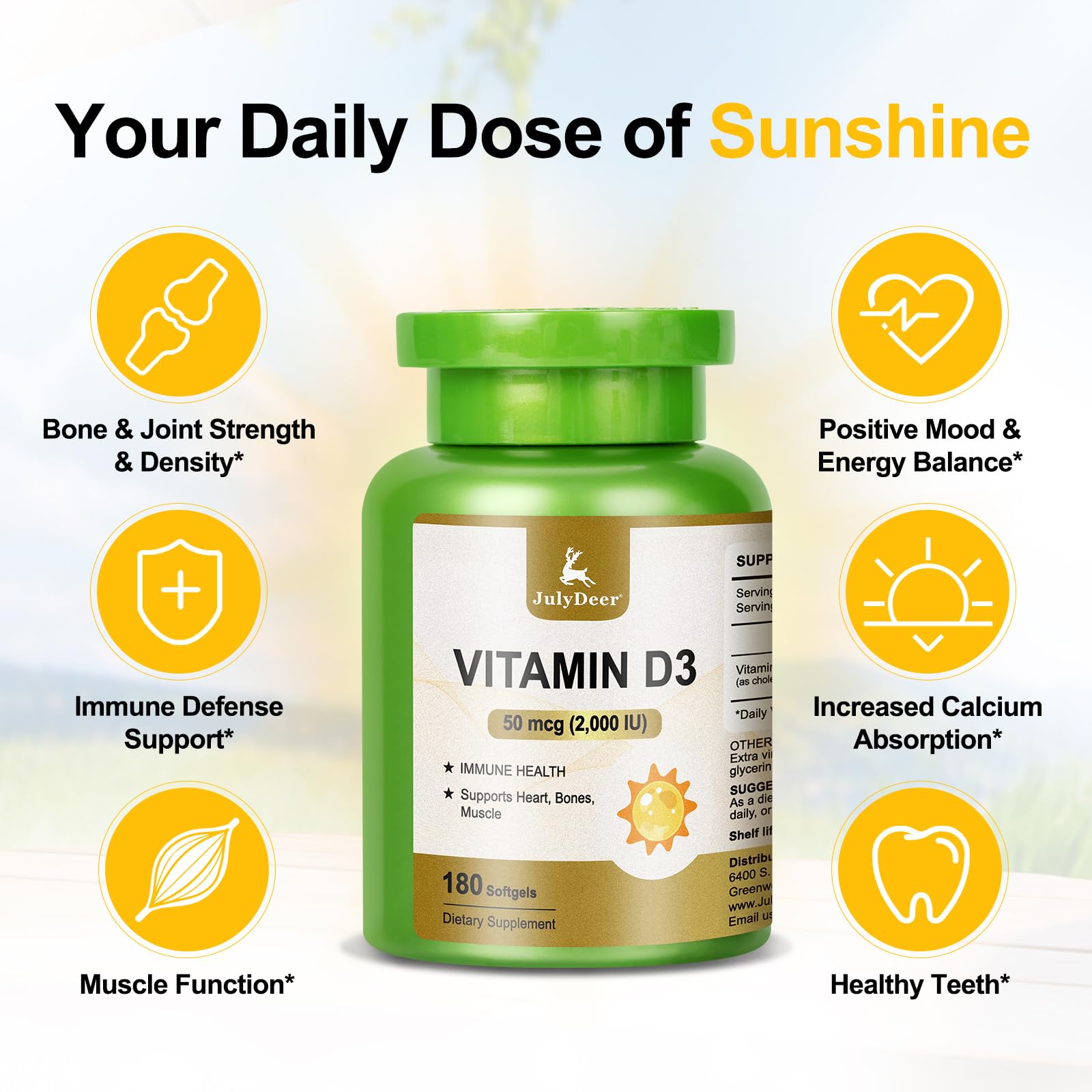 Label highlighting immune support and calcium absorption