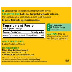 Vitamin D3 2000 IU supporting immune health in softgels