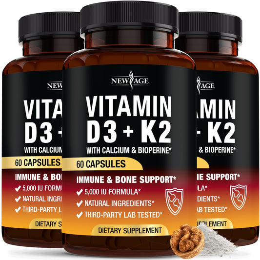 Vitamin D3 5000 IU + K2 MK-7 100 mcg bottle label