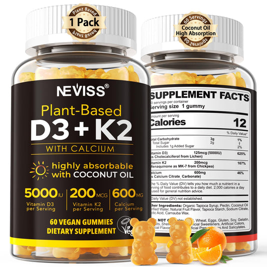 Front view of Vitamin D3 5000iu & K2 MK7 Gummies bottle