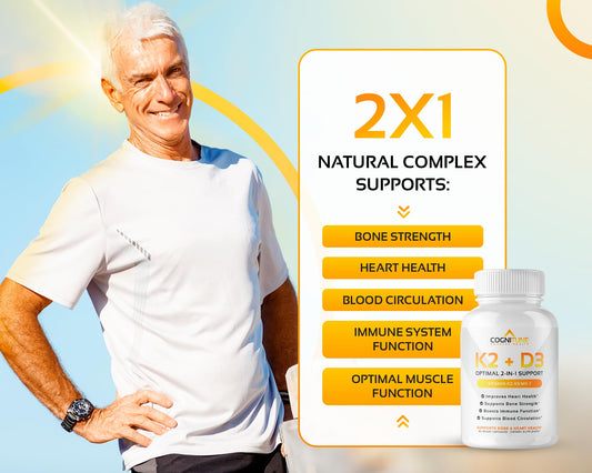 Capsules showing D3 and K2 MK7 ingredients
