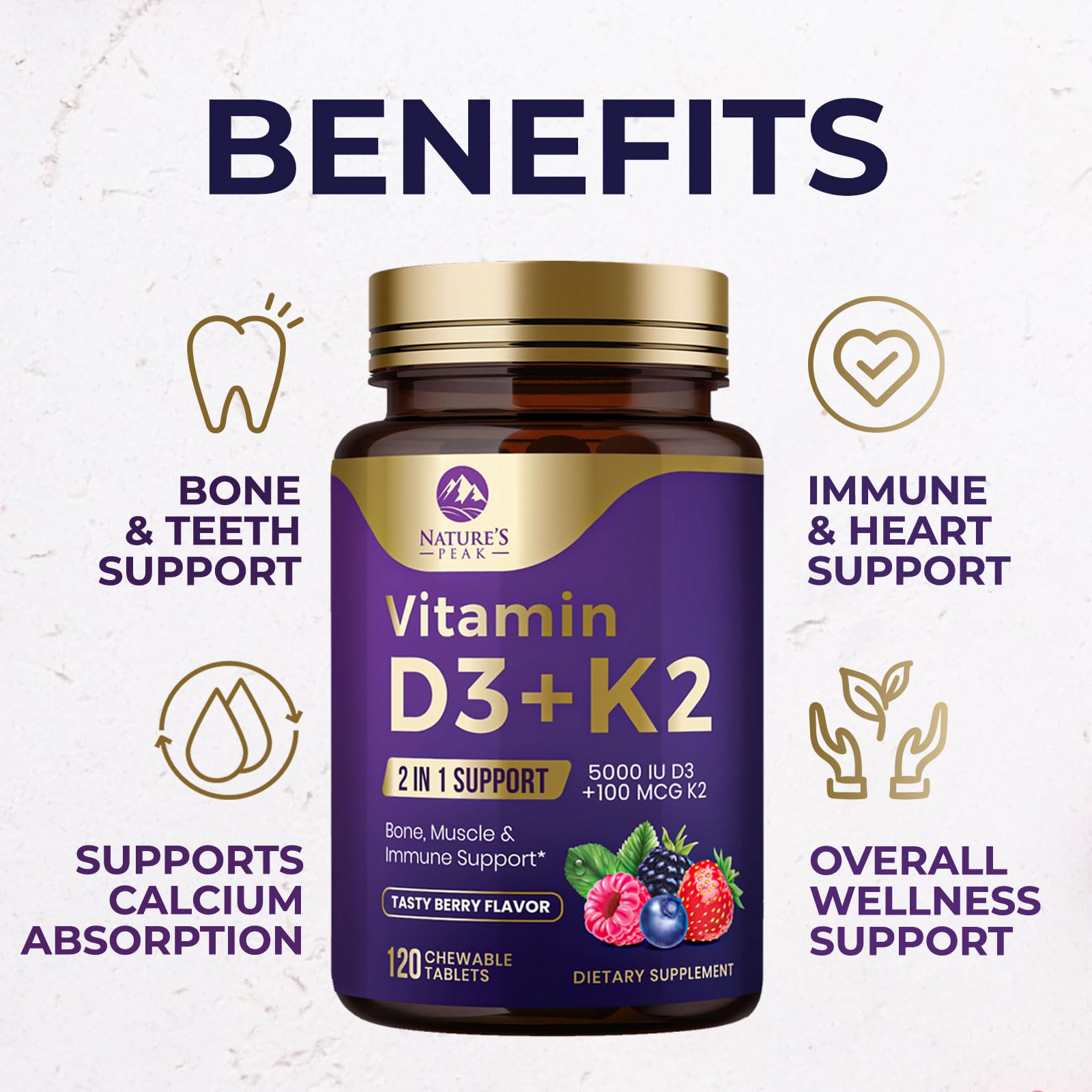 Berry chewable tablets with raspberry and strawberry flavors
