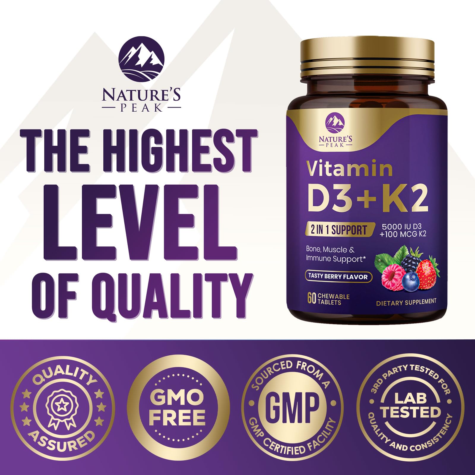 USA bottled Vitamin D3 K2 bottle