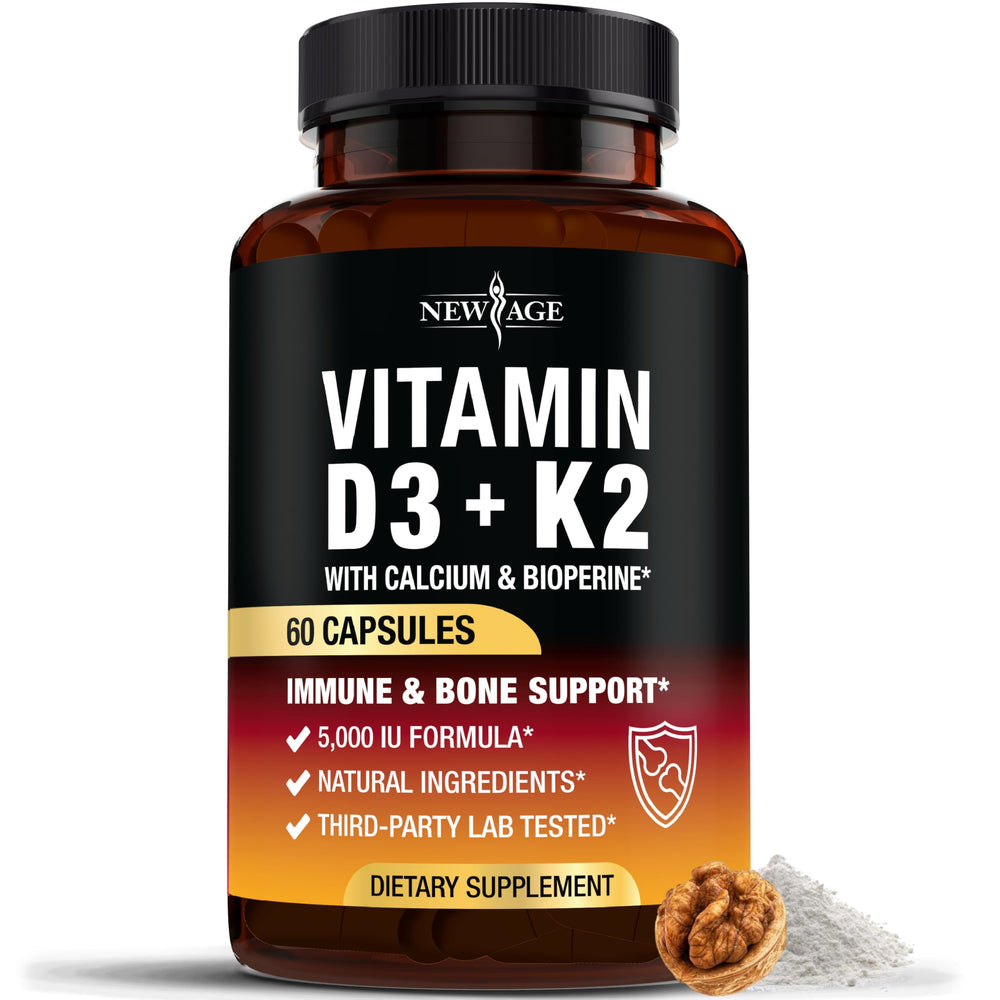 Vitamin D3 5,000 IU and K2 MK-7 100 mcg capsules - 60 count