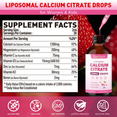 Vitamin D3 K2 C in liposomal calcium citrate liquid drops