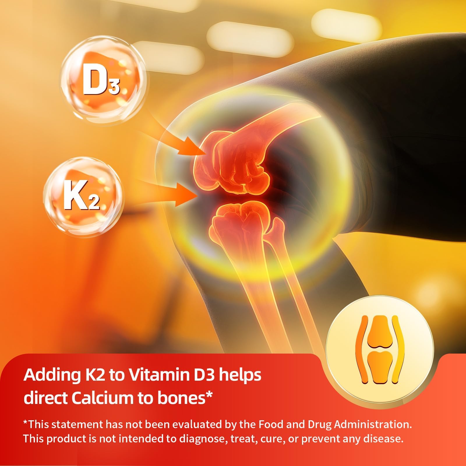 Label detailing ingredients: D3, K2, and MCT oil