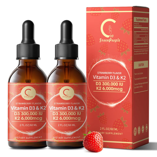 Strawberry-flavored Vitamin D3 K2 Drops bottle in 4 oz size