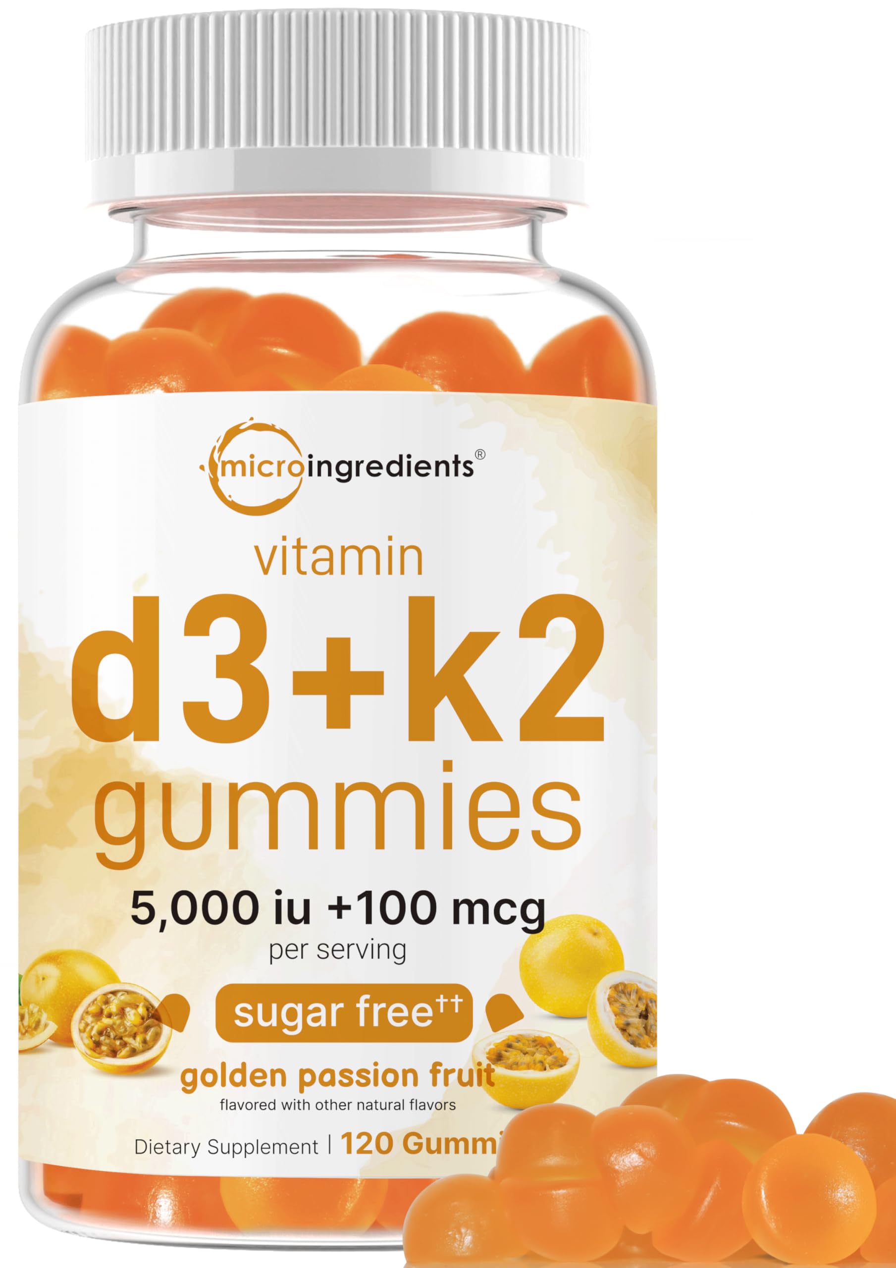 Bottle of Vitamin D3 K2 Gummies with label