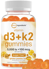Bottle of Vitamin D3 K2 Gummies with label