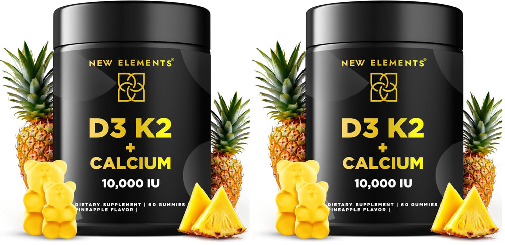 Vitamin D3 K2 Gummies bottle labeled Pack of 2 on a white background
