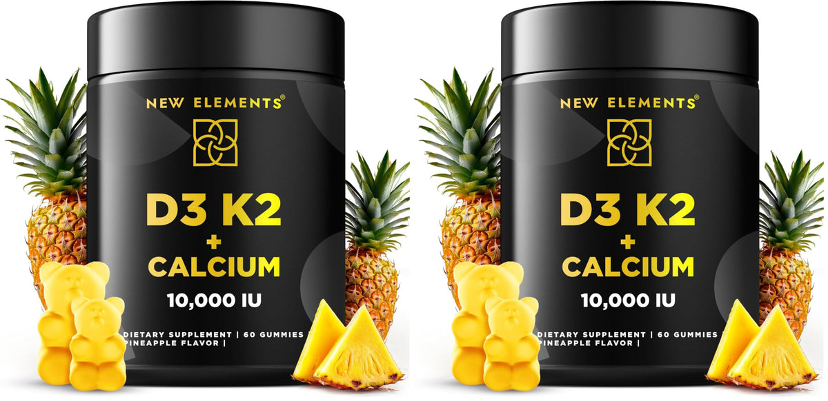 Vitamin D3 K2 Gummies bottle labeled Pack of 2 on a white background